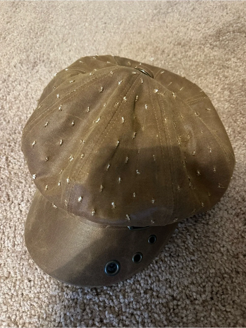 Brown Studded Newsboy Cap